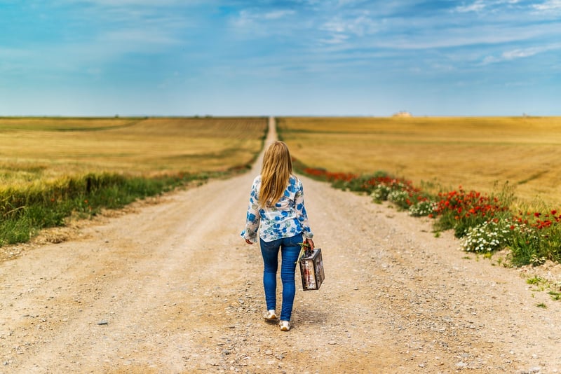 Traveler backpacking in nature